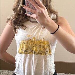 Women's Sleeveless Top with Yellow Print